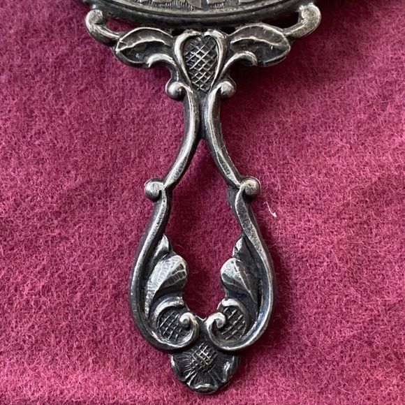 Vintage Portrait of Woman Silverplate Hand Mirror - Picture 6 of 7